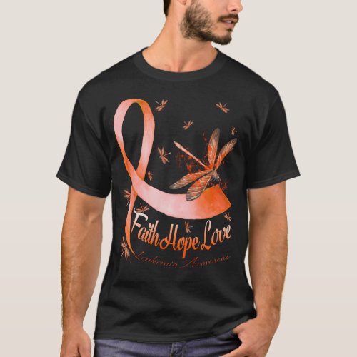 Faith Hope Love Leukemia Awareness Dragonfly T_Shirt