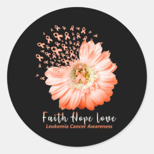 Faith Hope Love Leukemia Awareness Orange Ribbon D Classic Round Sticker