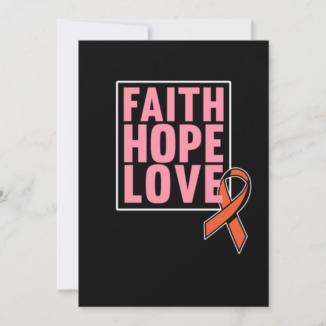 Faith Hope Love Leukemia Awareness Orange Ribbon Thank You Card (Front)