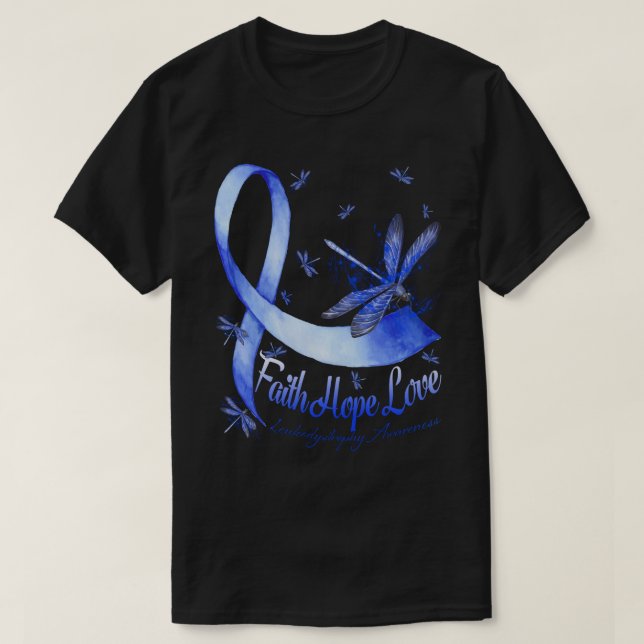Faith Hope Love Leukodystrophy Awareness Dragonfly T-Shirt (Design Front)