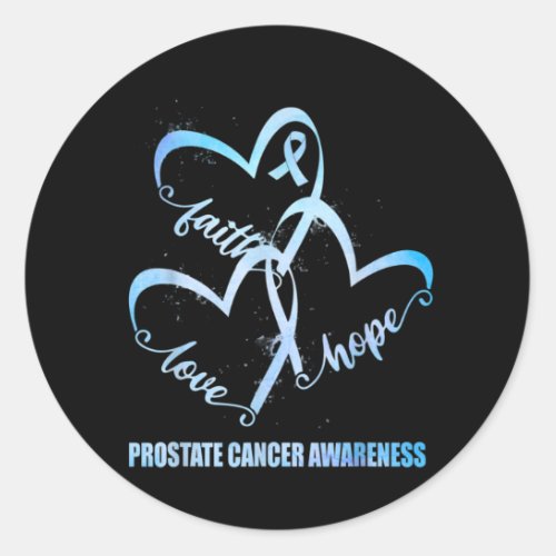 Faith Hope Love Light Blue Ribbon Prostate Cancer Classic Round Sticker