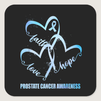 Faith Hope Love Light Blue Ribbon Prostate Cancer Square Sticker