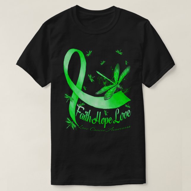 Faith Hope Love Liver Cancer Awareness Dragonfly T-Shirt (Design Front)