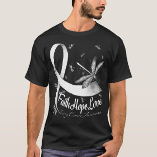 Faith Hope Love Lung Cancer Awareness Dragonfly T-Shirt