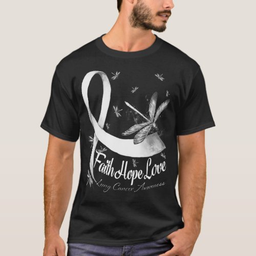 Faith Hope Love Lung Cancer Awareness Dragonfly T_Shirt