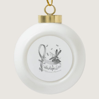 Faith Hope Love Melanoma Awareness Dragonfly Ceramic Ball Christmas Ornament
