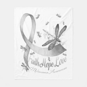 Faith Hope Love Melanoma Awareness Dragonfly Fleece Blanket