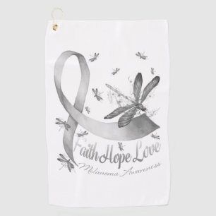 Faith Hope Love Melanoma Awareness Dragonfly Golf Towel