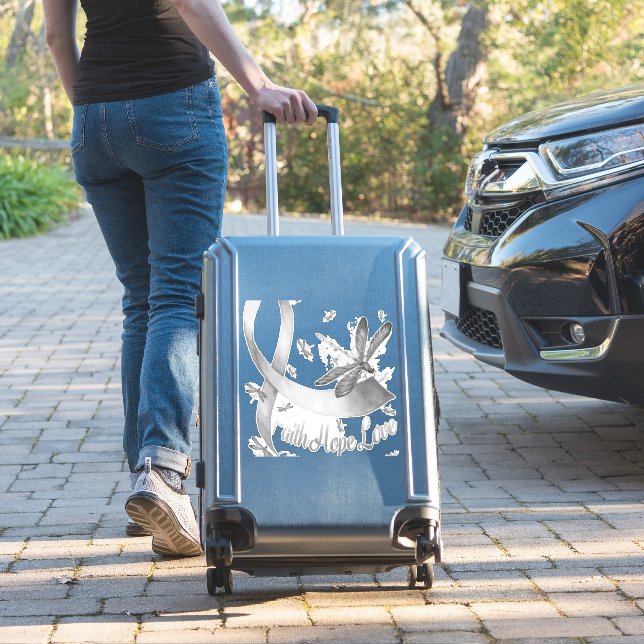 Faith Hope Love Melanoma Awareness Dragonfly Sticker (Suitcase Insitu)