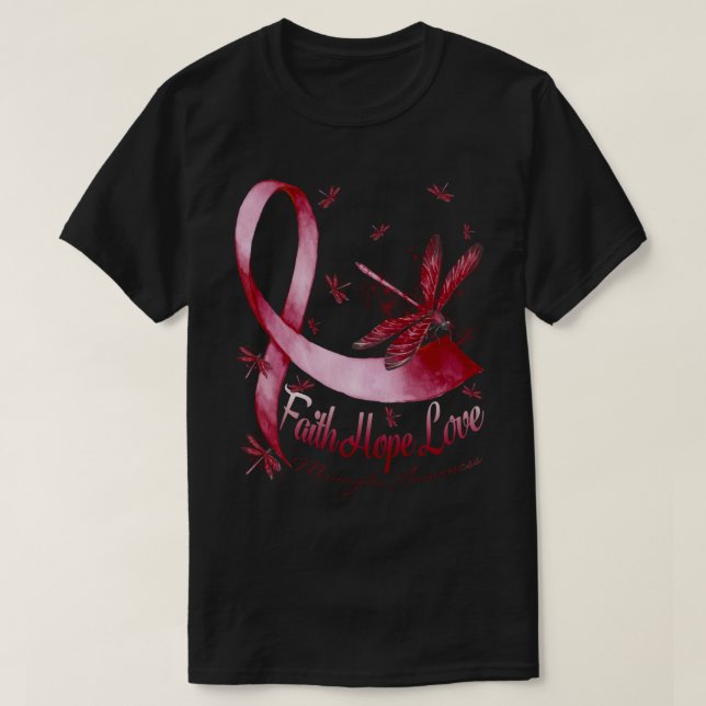 Faith Hope Love Meningitis Awareness Dragonfly T-Shirt (Design Front)