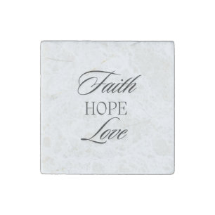 Faith, Hope Love Minimalist Design Stone Magnet