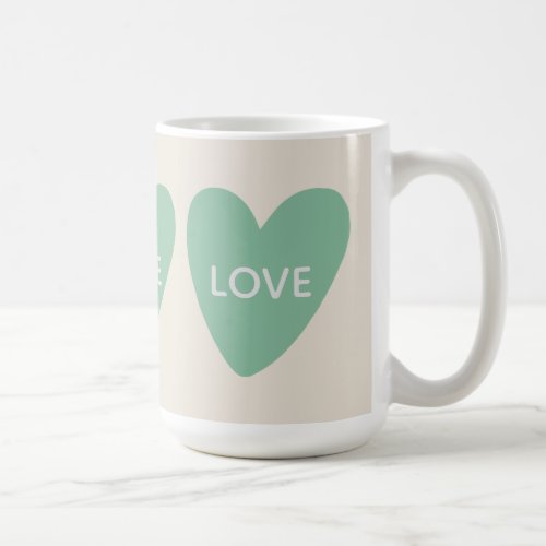 Faith Hope Love Mint Green Hearts Mug