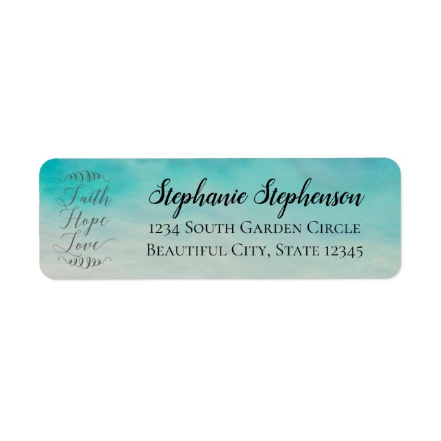 Faith Hope Love Modern Watercolor Label (Front)
