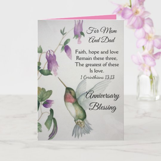 Faith Hope Love Mom Dad Anniversary Blessing Card | Zazzle.com