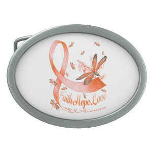 Faith Hope Love MS Awareness Dragonfly Belt Buckle