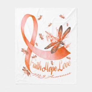 Faith Hope Love MS Awareness Dragonfly Fleece Blanket