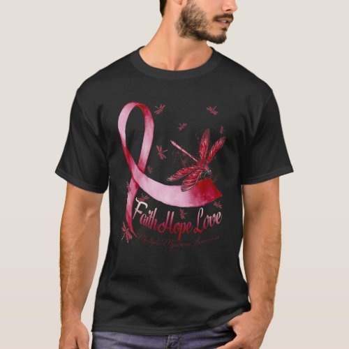 Faith Hope Love Multiple Myeloma Awareness Dragonf T_Shirt