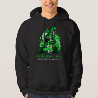 Faith Hope Love ney Disease Awareness Gnome Green Hoodie