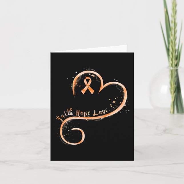 Faith Hope Love Orange Ribbon Leukemia Awareness  Card (Front)