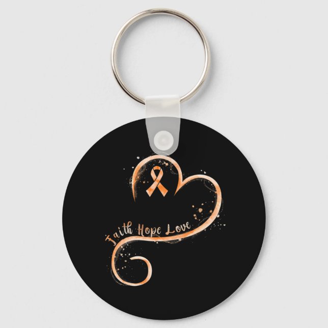 Faith Hope Love Orange Ribbon Leukemia Awareness  Keychain (Front)