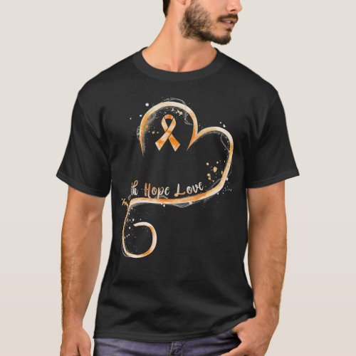 Faith Hope Love Orange Ribbon Leukemia Awareness T_Shirt