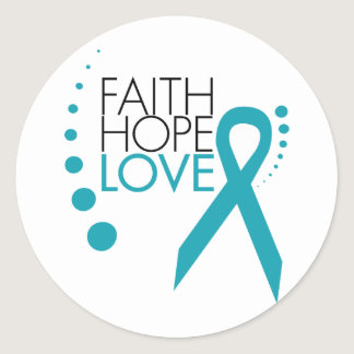 Faith, Hope, Love - Ovarian Cancer Classic Round Sticker