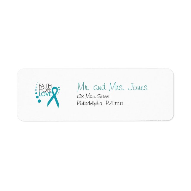 Faith, Hope, Love - Ovarian Cancer Label (Front)