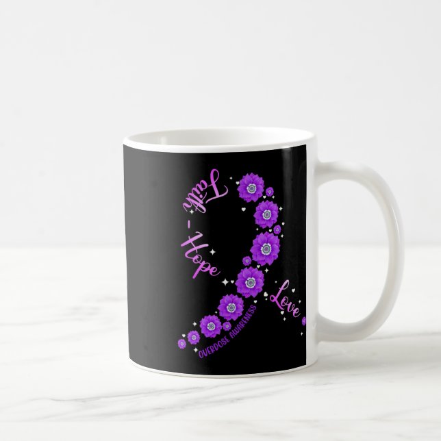 Faith Hope Love Overdose Awareness Ribbon Flower W Coffee Mug (Right)
