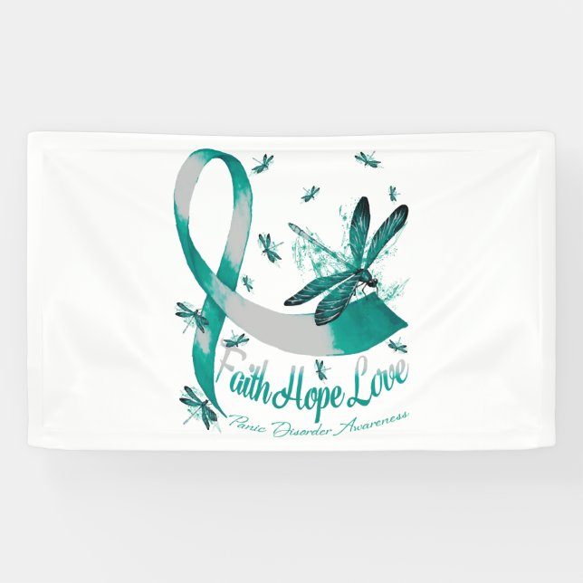 Faith Hope Love Panic Disorder Awareness Dragonfly Banner (Horizontal)