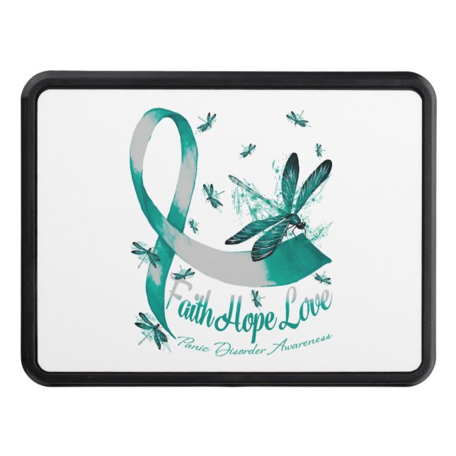 Faith Hope Love Panic Disorder Awareness Dragonfly Hitch Cover (Front)