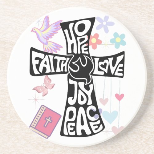 Faith Hope Love  Peace Coaster