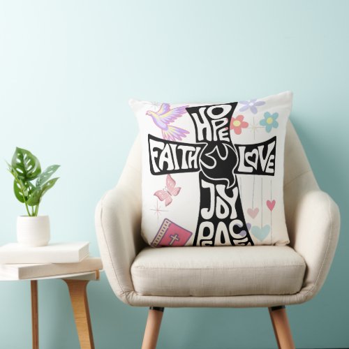 Faith Hope Love  Peace Throw Pillow