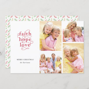 Faith Hope Love Photo Collage Family Christmas Holiday Card
