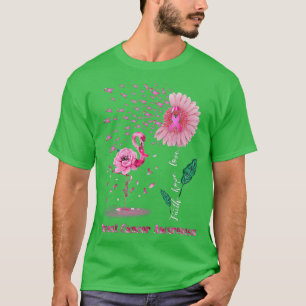Faith Hope Love Pink Flamingo Ribbon Breast Cancer T-Shirt