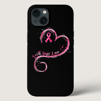 Faith Hope Love Pink Ribbon Breast Cancer Awarenes iPhone 13 Case