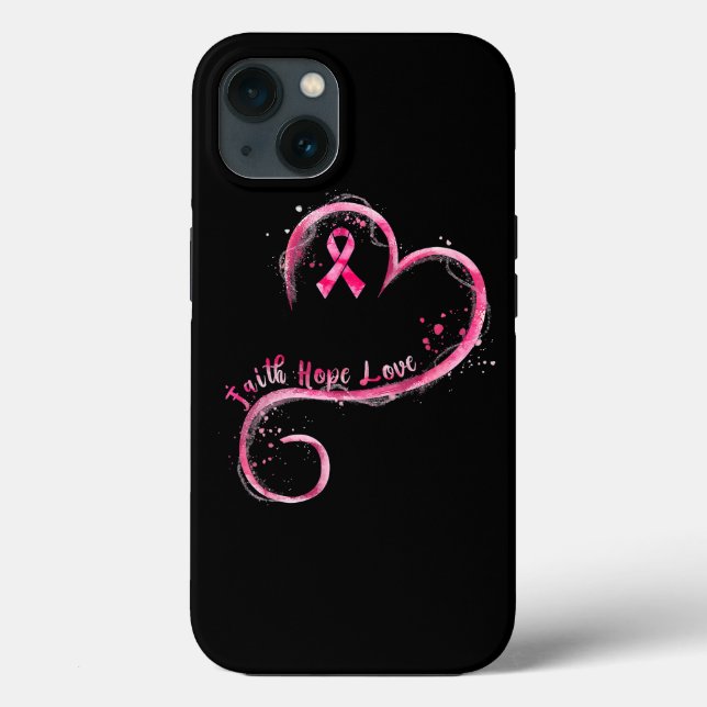 Faith Hope Love Pink Ribbon Breast Cancer Awarenes Case-Mate iPhone Case (Back)