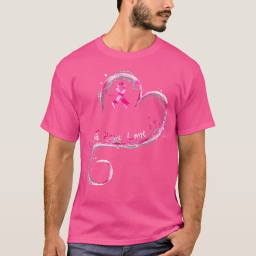 Faith Hope Love Pink Ribbon Breast Cancer Awarenes T_Shirt