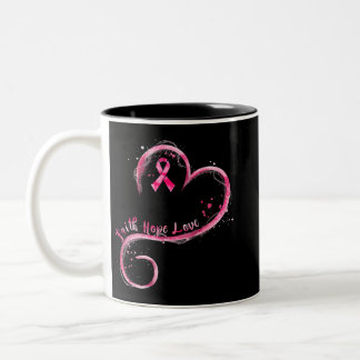 Faith Hope Love Pink Ribbon Breast Cancer Awarenes Two-Tone Coffee Mug
