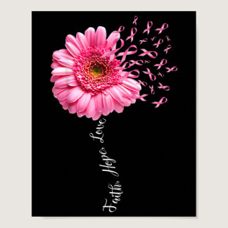 Faith Hope Love Pink Ribbon Daisy Flower  Breast C Poster