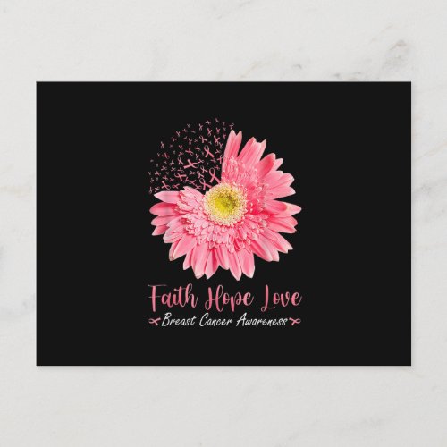 Faith Hope Love Pink Ribbon Daisy Sunflowers Breas Postcard