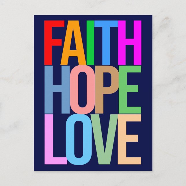 Faith Hope Love Positive colorful Postcard (Front)