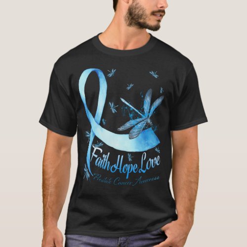 Faith Hope Love Prostate Cancer Awareness Dragonfl T_Shirt