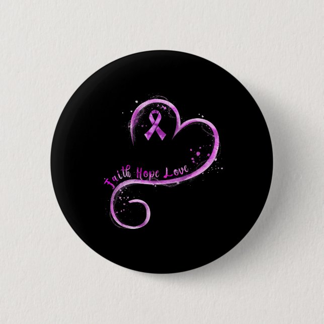 Faith Hope Love Purple Ribbon Overdose Awareness  Button (Front)