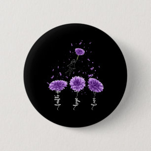 Faith Hope Love Purple Sunflower Overdose Awarenes Button