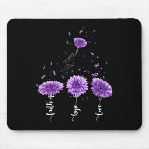 Faith Hope Love Purple Sunflower Overdose Awarenes Mouse Pad