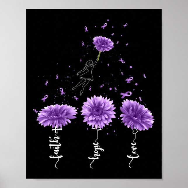 Faith Hope Love Purple Sunflower Overdose Awarenes Poster (Front)