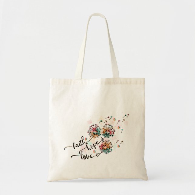 Faith Hope Love Quote  Tote Bag (Front)