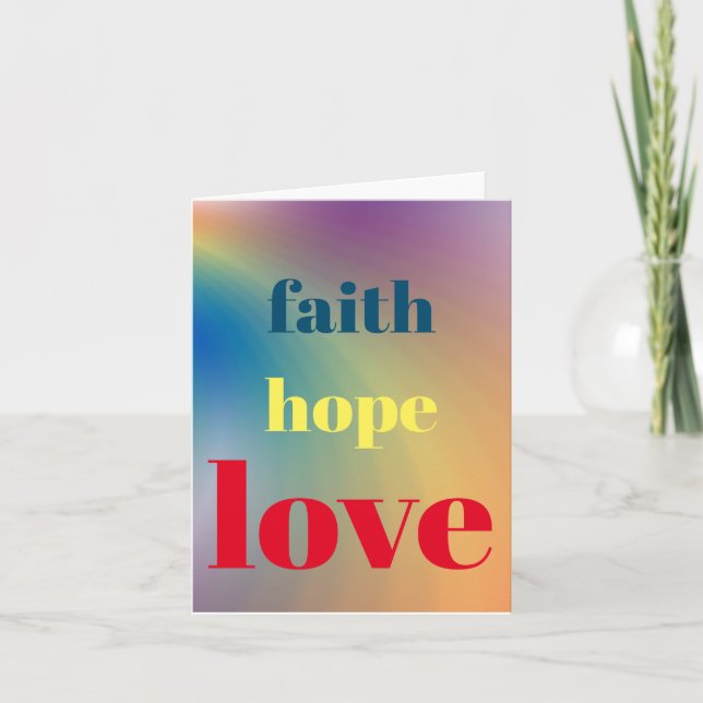 Faith Hope Love Rainbow Colors  Note Card (Front)