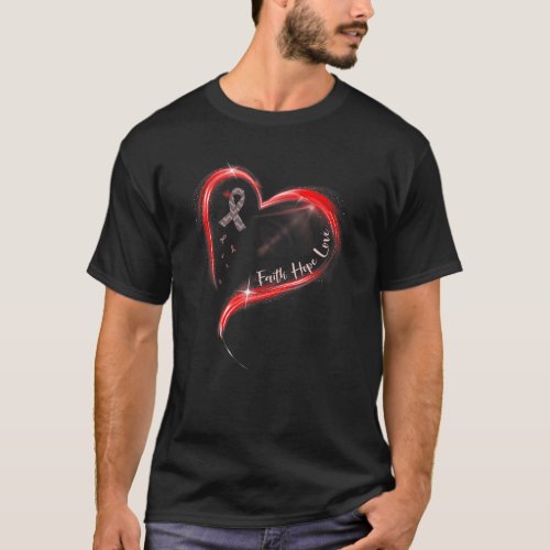 Faith Hope Love Red Ribbon Heart Disease Awareness T_Shirt