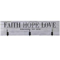 Faith Hope Love Romantic White Coat Rack